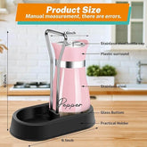 EZYHOME Salt and Pepper Shakers Set Stainless Steel Salt Shaker and Pepper Shaker Set with Holder Refillable Screw-Off Perforated S and P Caps for Kitchen Table Decor(Color: Pink)